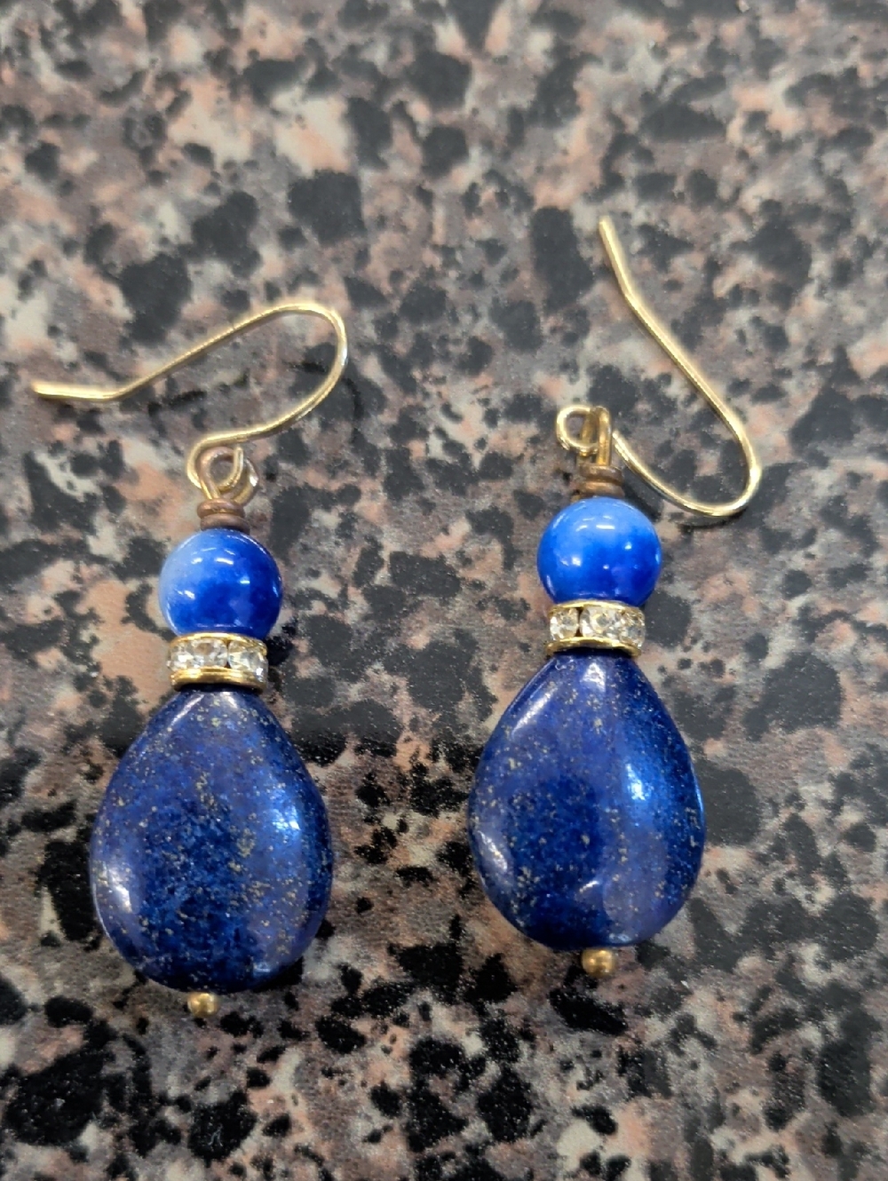 Blue Lapis Teardrop Dangle Earrings - Unbranded